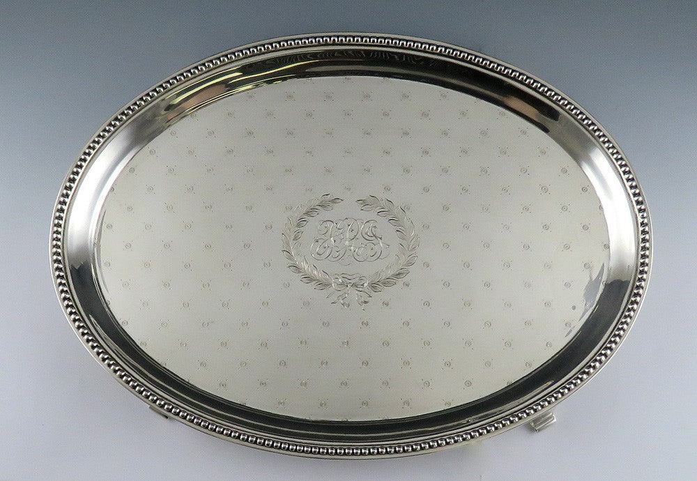 Antique American Sterling Silver JE Caldwell Footed Tray/Platter