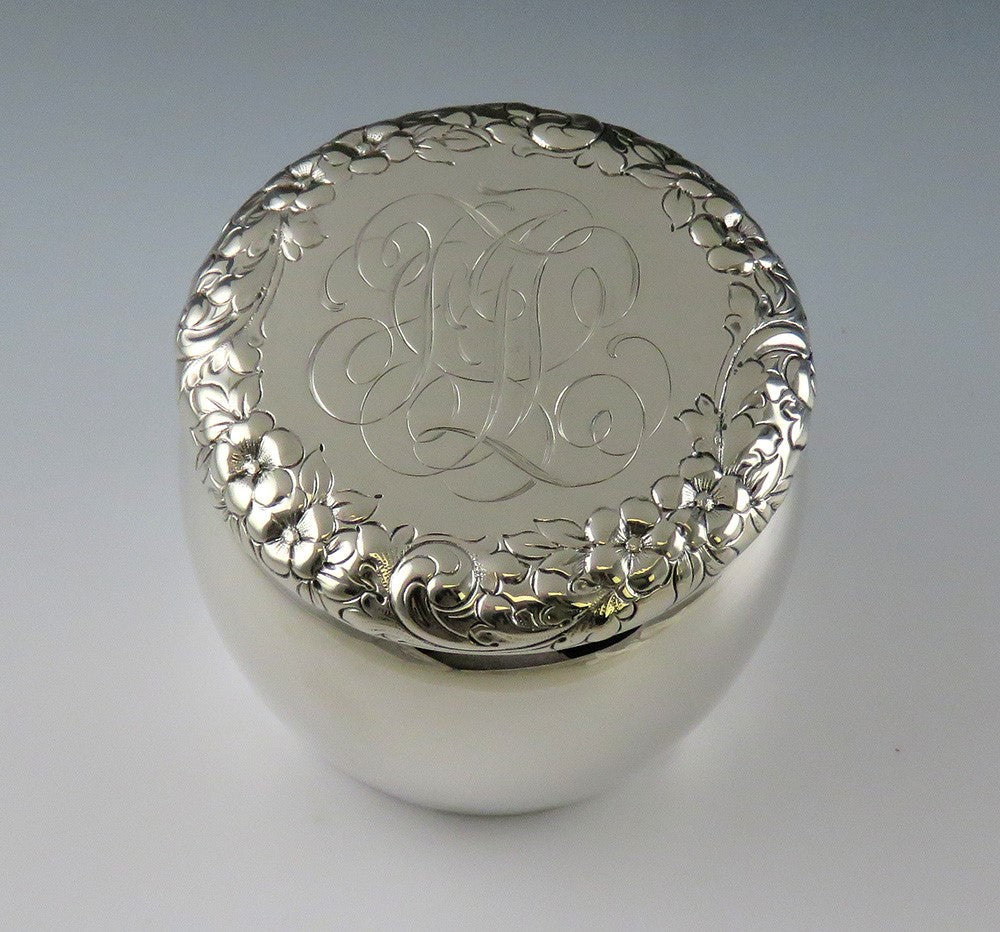 Antique 1890 Art Nouveau Shreve Crump Low Sterling Silver Dresser Vanity Jar Box