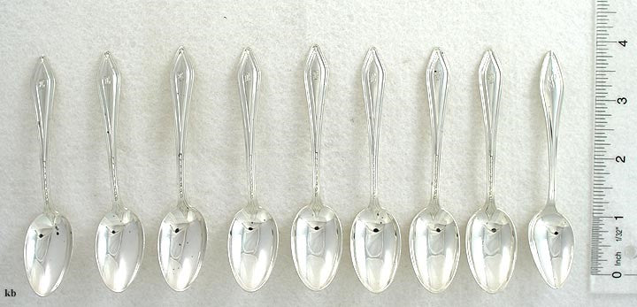 9 Sterling Governor Dummer Demitasse Spoons by Watson
