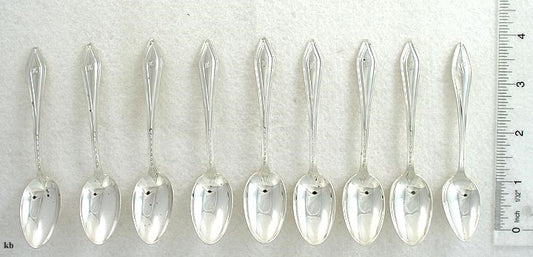 9 Sterling Governor Dummer Demitasse Spoons by Watson