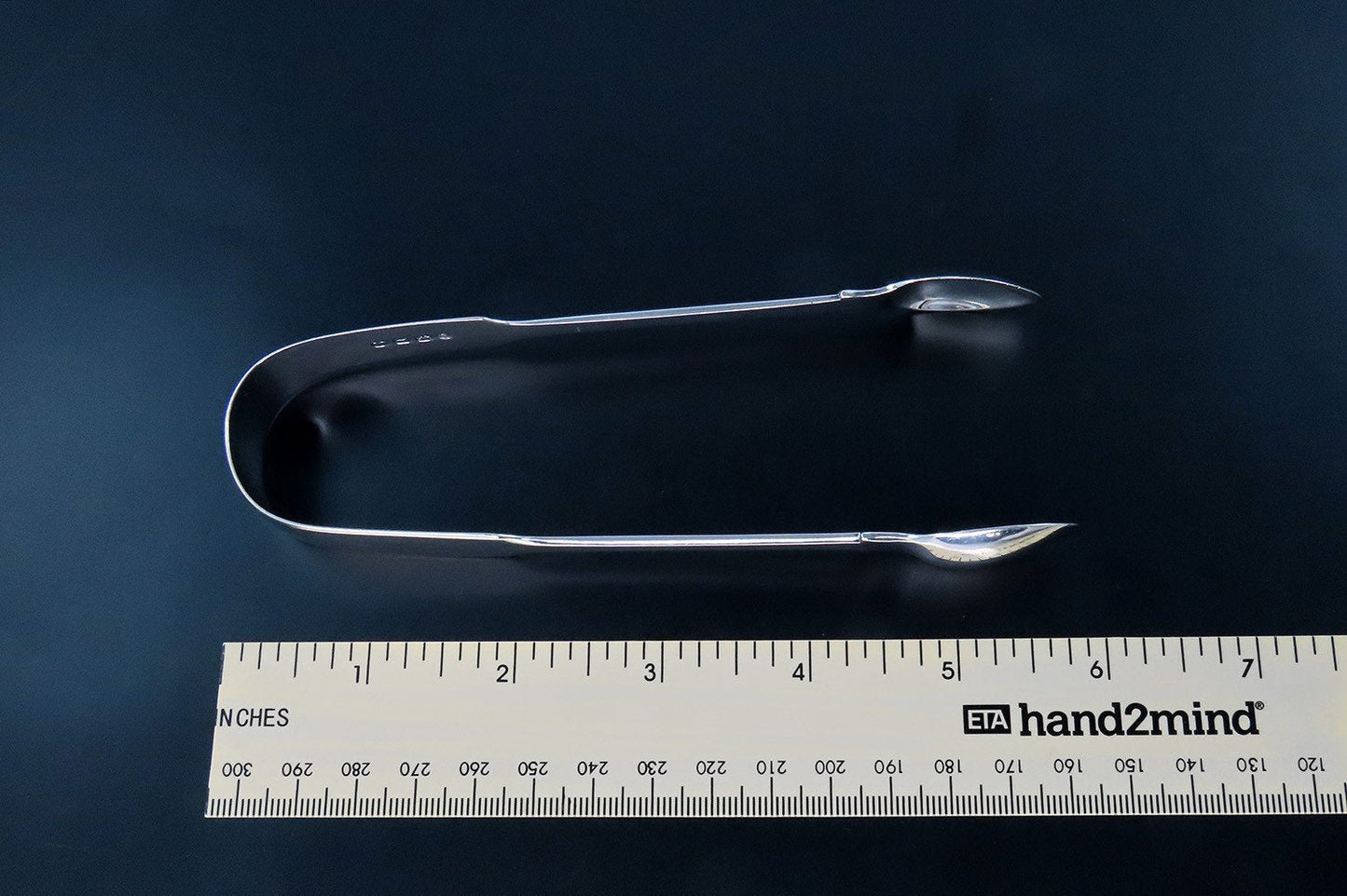 1826 Great English Sterling Silver Fiddle Sugar Tongs 5 3/4 Inches