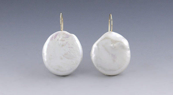 Charming Baroque Pearl Moonstone Silver Necklace & 14K Gold Earrings Set