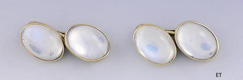 Luminous Pair 14k Yellow Gold & Moonstone Cufflinks