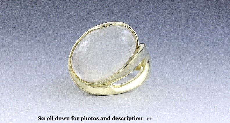 Luminous Natural Cat's-eye Quartz 18k Yellow Gold Ring Size 8.75