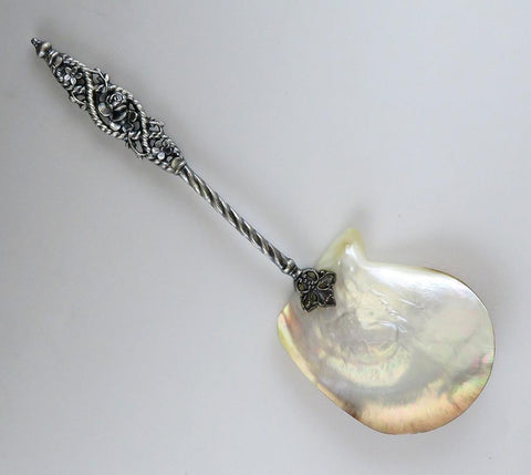 Neat Victorian c1885 American Silver Plate MOP Abalone Shell Serving Spoon