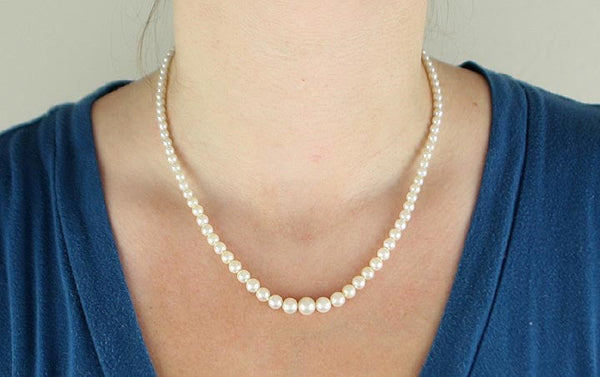 Wonderful Japanese Strand of Pearls Sterling Clasp Necklace