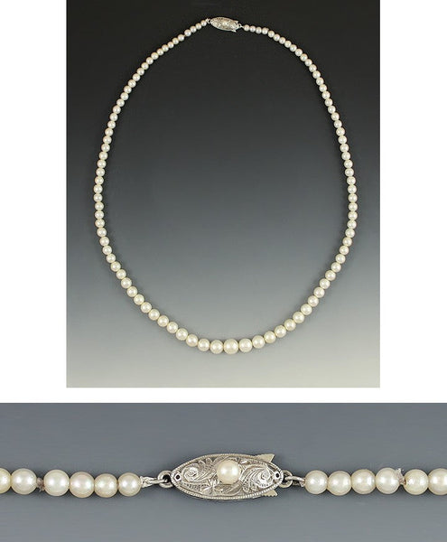 Wonderful Japanese Strand of Pearls Sterling Clasp Necklace