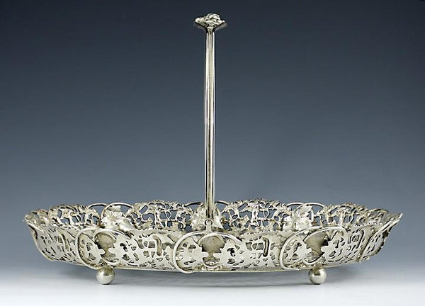 Antique Art Nouveau Starr Sterling Silver Cupid Grape Pierced Basket