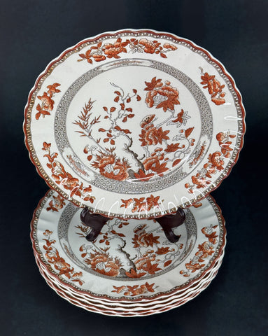 6 Large Old Copeland Spode India Tree dinner plates 10 1/4 inches