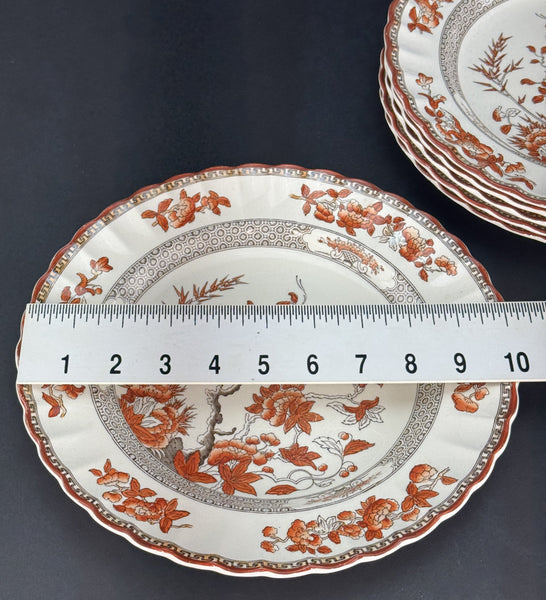 6 Large Old Copeland Spode India Tree dinner plates 10 1/4 inches