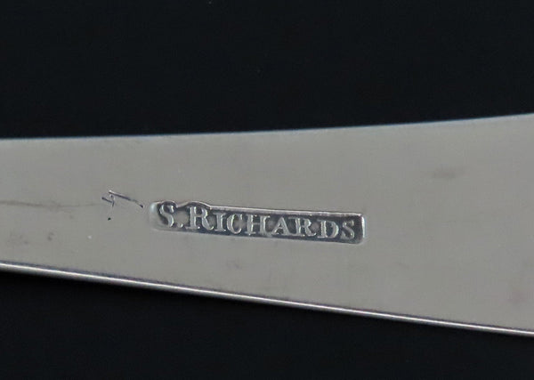 c1790 Handsome Coin Silver Serving Spoon Samuel Richards Maker 9"