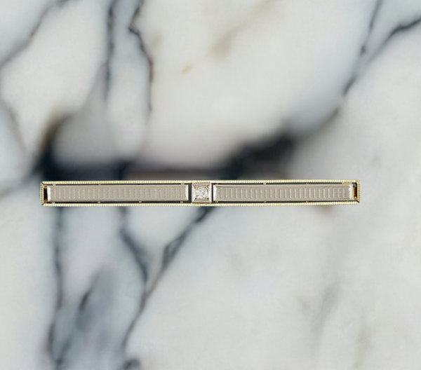 1920s-1930s Diamond 14K Gold Bar Pin with Platinum Top Brooch