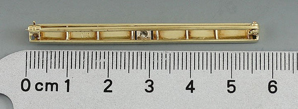 1920s-1930s Diamond 14K Gold Bar Pin with Platinum Top Brooch