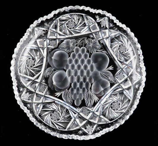 Antique American Brilliant Mt Washington Crystal Cut Glass Fruit Dish