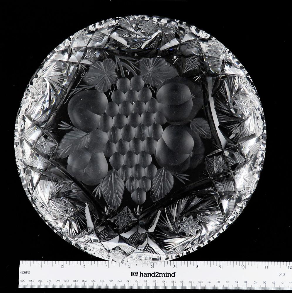 Antique American Brilliant Mt Washington Crystal Cut Glass Fruit Dish