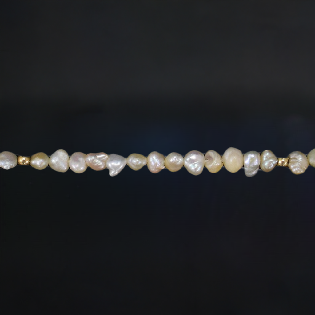 Amazing and Long Necklace of Freshwater Pearls and 14k Gold Beads 31"