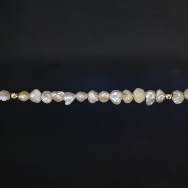 Amazing and Long Necklace of Freshwater Pearls and 14k Gold Beads 31"