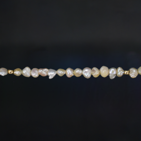 Amazing and Long Necklace of Freshwater Pearls and 14k Gold Beads 31"