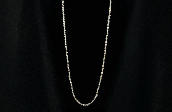 Amazing and Long Necklace of Freshwater Pearls and 14k Gold Beads 31"