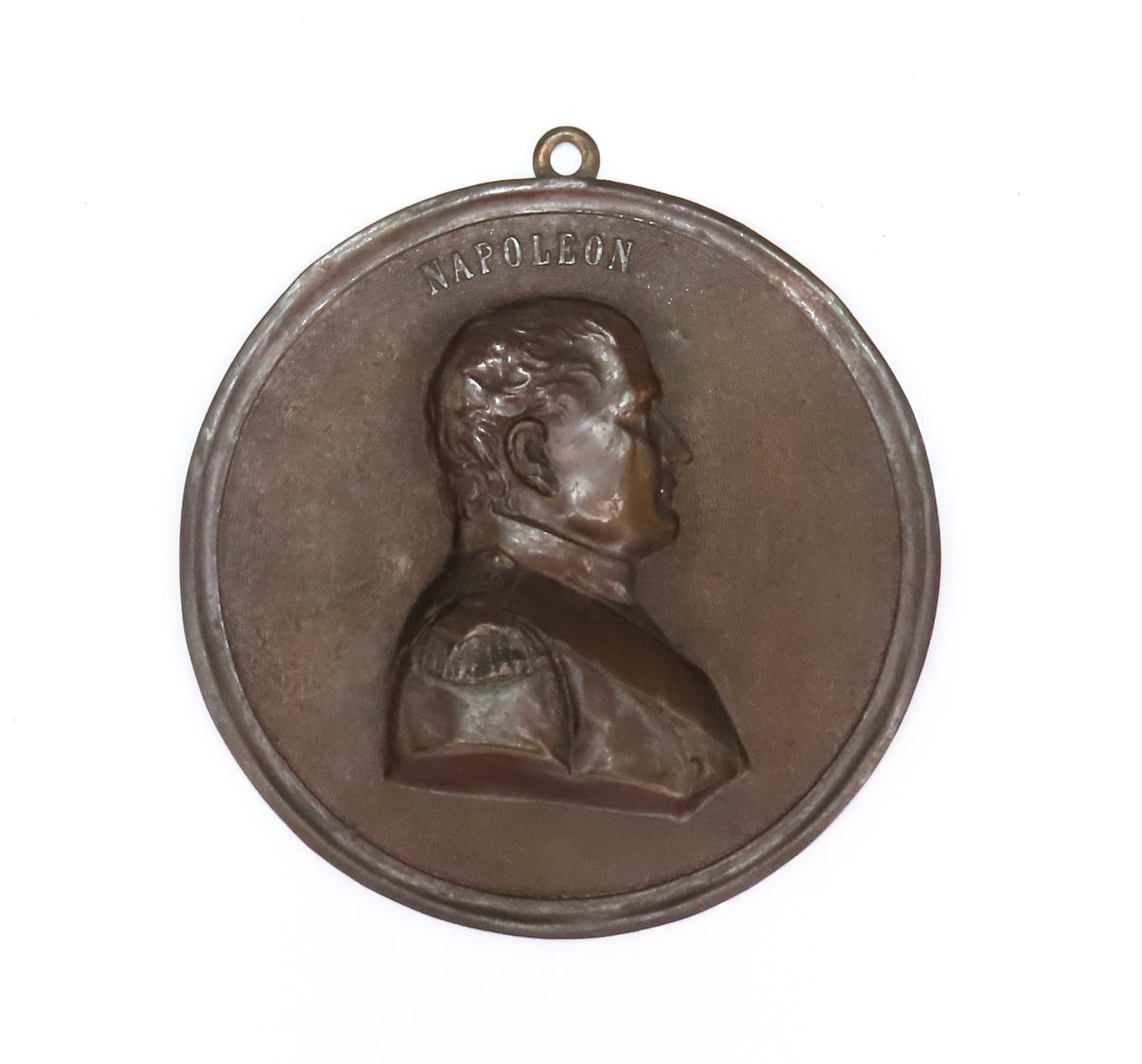 Neat Antique Late 1800s Copper Napoleon Wall Hanging Plaque Medallion