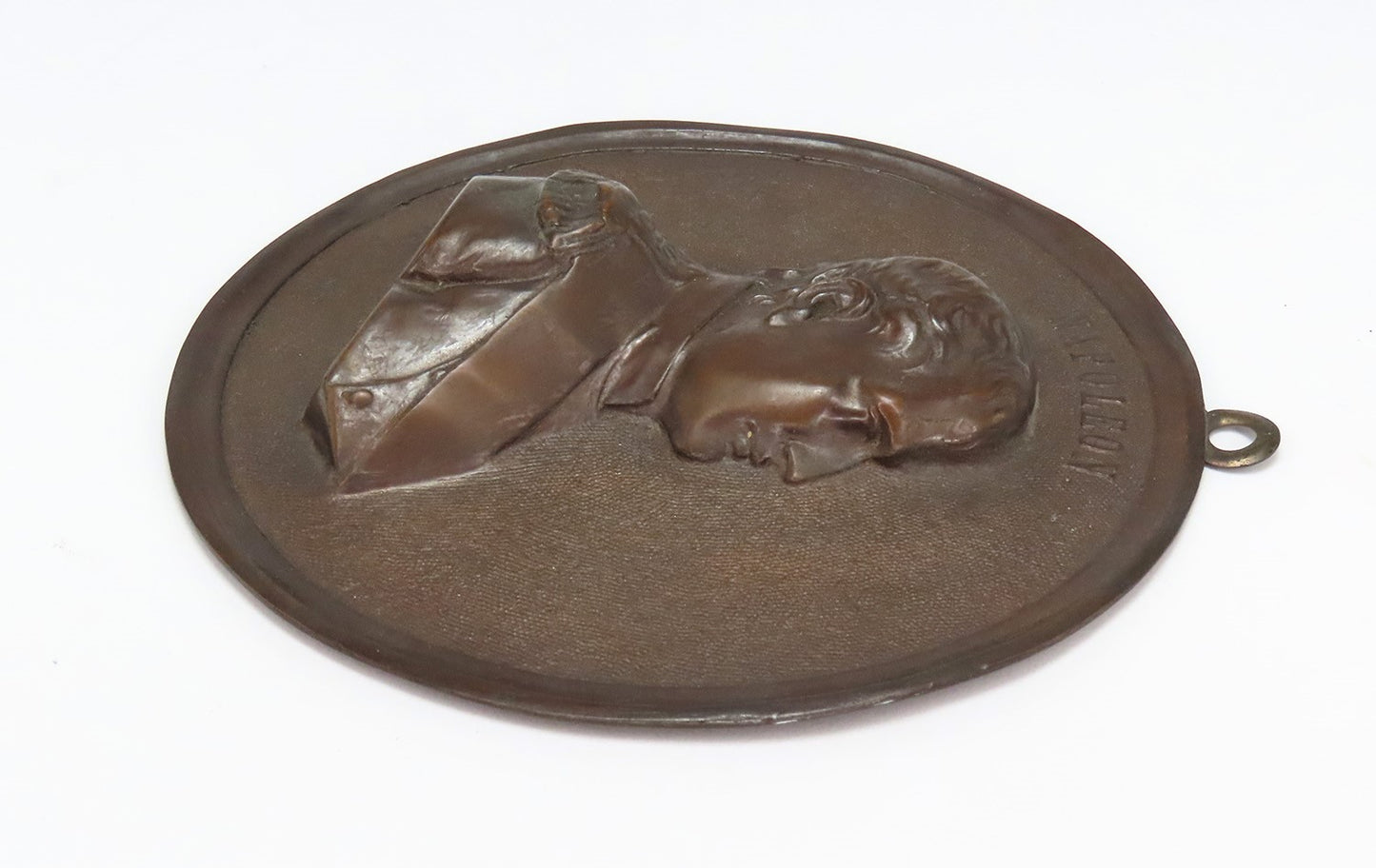 Neat Antique Late 1800s Copper Napoleon Wall Hanging Plaque Medallion