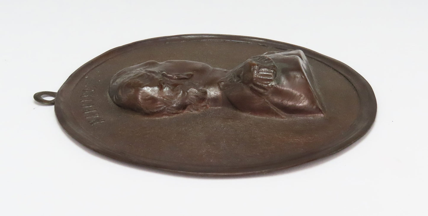 Neat Antique Late 1800s Copper Napoleon Wall Hanging Plaque Medallion