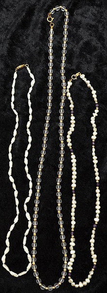 3 Beaded Necklaces Genuine Pearls 14K Yellow Gold Clasps