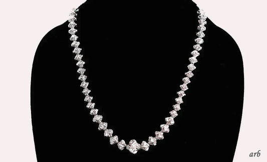 Fantastic Italian Sterling Silver Graduated Twisted Bead 19" Necklace
