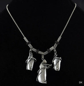 Modern Handmade Sterling Silver Necklace Oxidized Finish