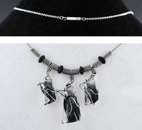 Modern Handmade Sterling Silver Necklace Oxidized Finish