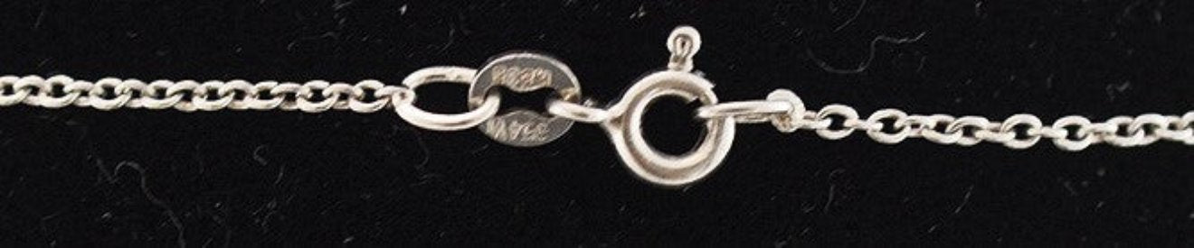800 Purity Silver Necklace Chain and Genuine Stone Pendant Neat Design