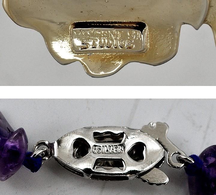 5 Pc Purple and Rose Quartz Beaded Costume Lot Necklaces w/ Pin/Brooch Cloisonne