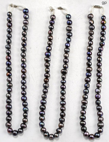 3 Dyed Purple/Gray Baroque Pearl Beaded Necklace 17"