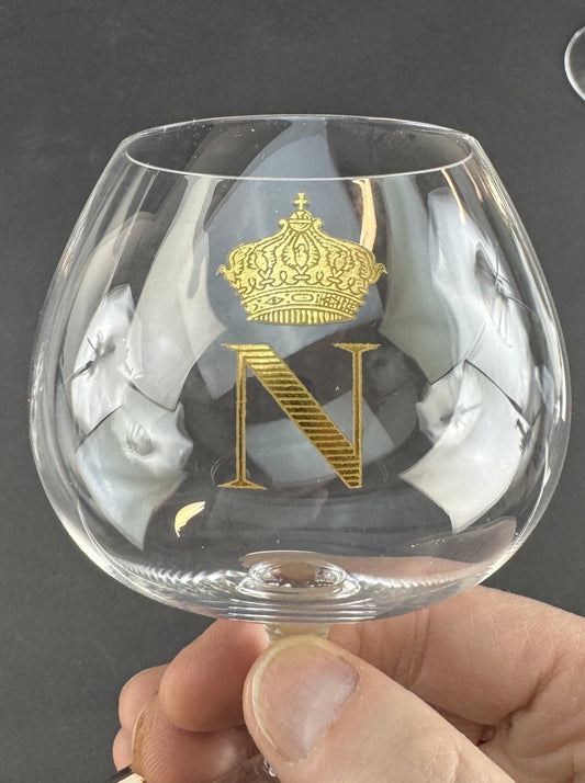 Exquisite Set 6 Baccarat Gilt Napoleon Crown Brandy Cognac Snifters Wine Glasses