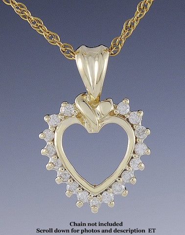 Romantic 14k Gold & ~.25-.35ct Diamond Heart Shaped Pendant