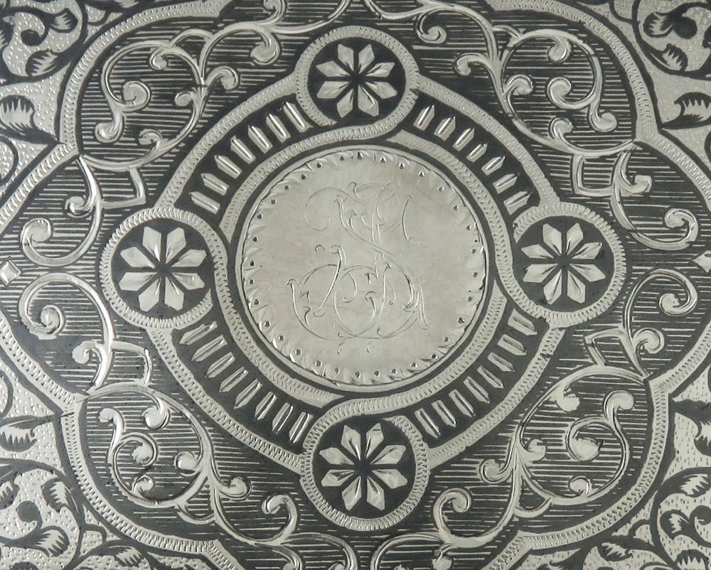 Antique 19th Century Russian Silver Niello Enamel Troika Carriage Cigarette Case