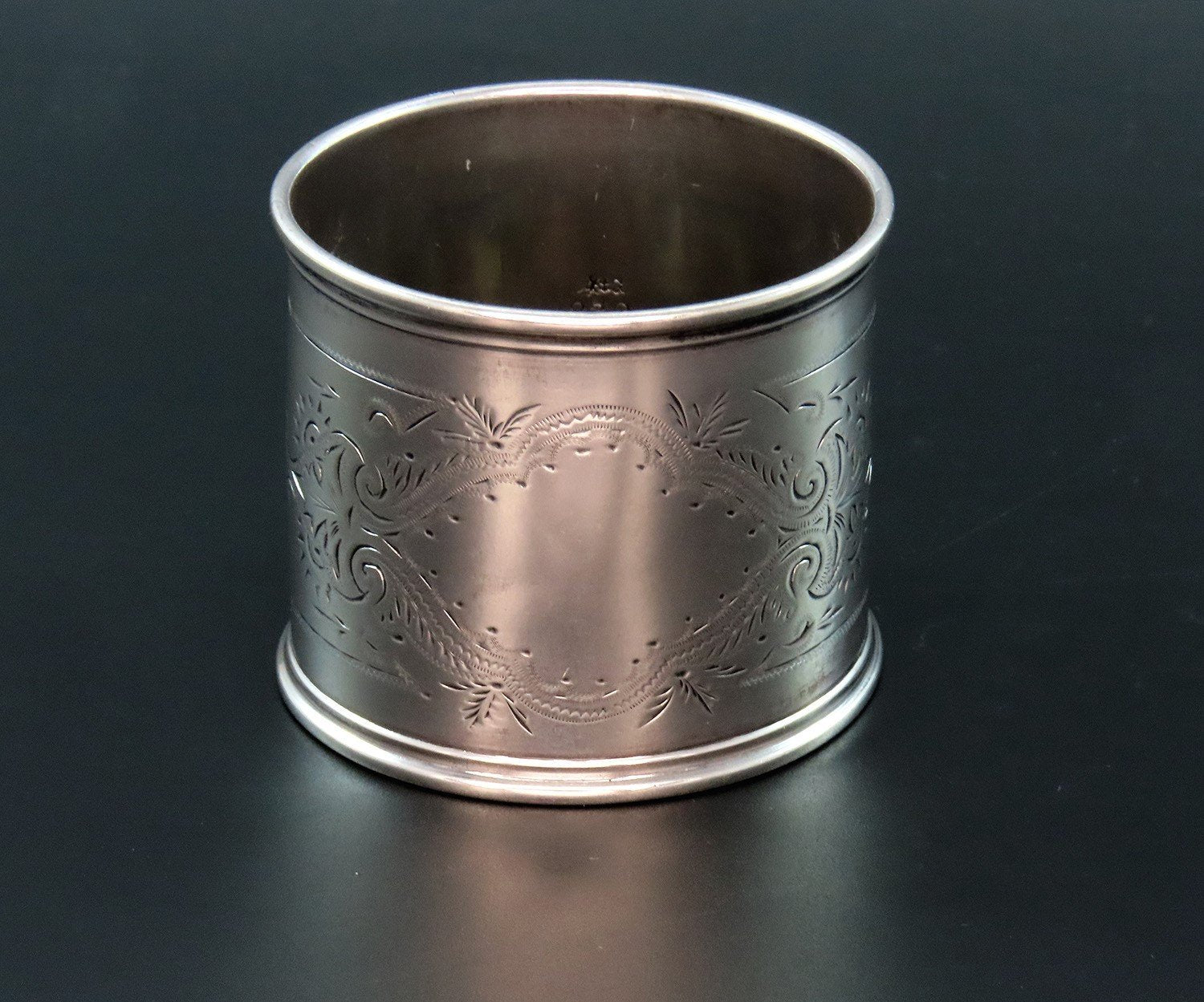 Lovely c1860s Gorham Silver Round Napkin Ring Great Engravings No Mono