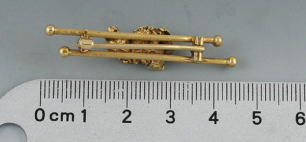 Alaskan Gold Rush Real 14k and 22k Gold Nugget Diamond Pin Brooch