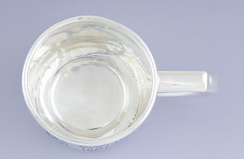 Charming American Sterling Silver Child's Cup & Saucer w/ Nursery Rhymes