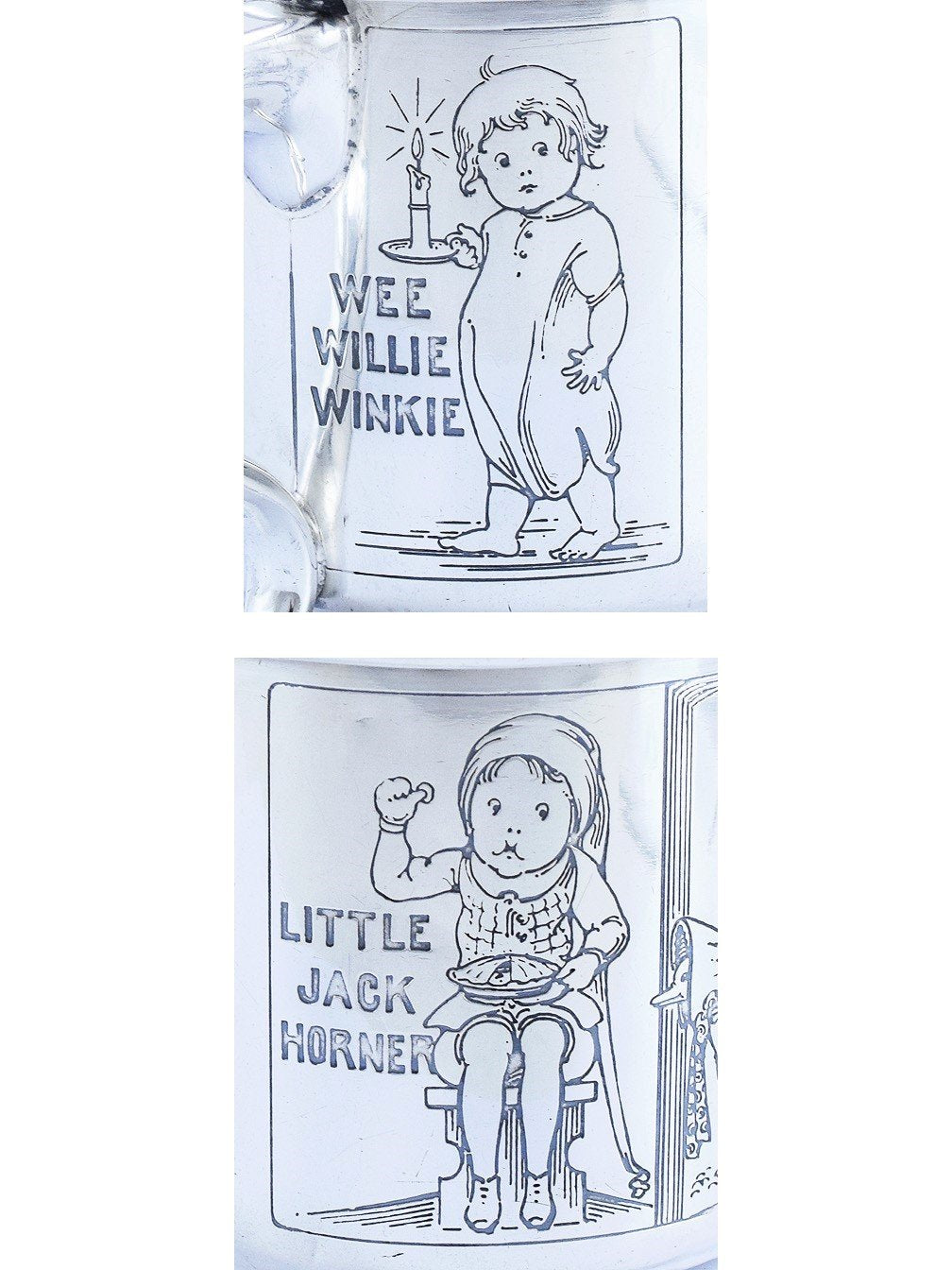 Charming American Sterling Silver Child's Cup & Saucer w/ Nursery Rhymes