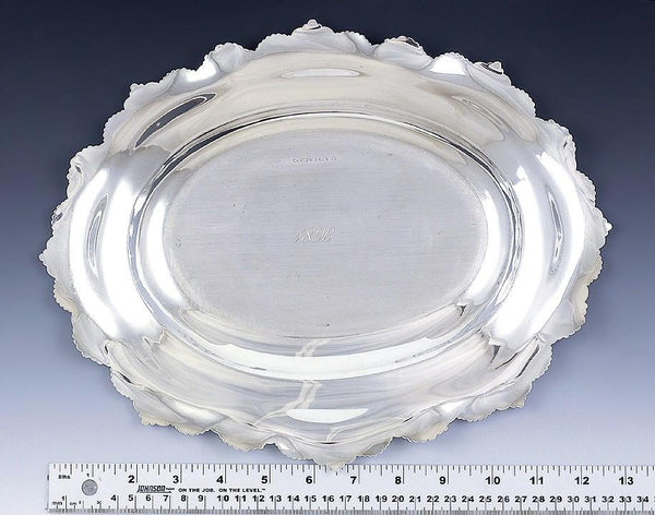 Antique c1896 Art Nouveau Alvin Sterling Silver Oval Dish/Tray 13" X 10.5"