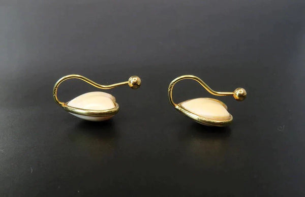 Vintage Sweet 18k Yellow Gold Carved Heart Clip Earrings
