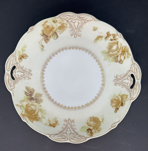 H. Ohme Silesia Old Ivory Clairon Round Double Handle Serving Platter Plate