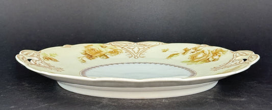 H. Ohme Silesia Old Ivory Clairon Round Double Handle Serving Platter Plate