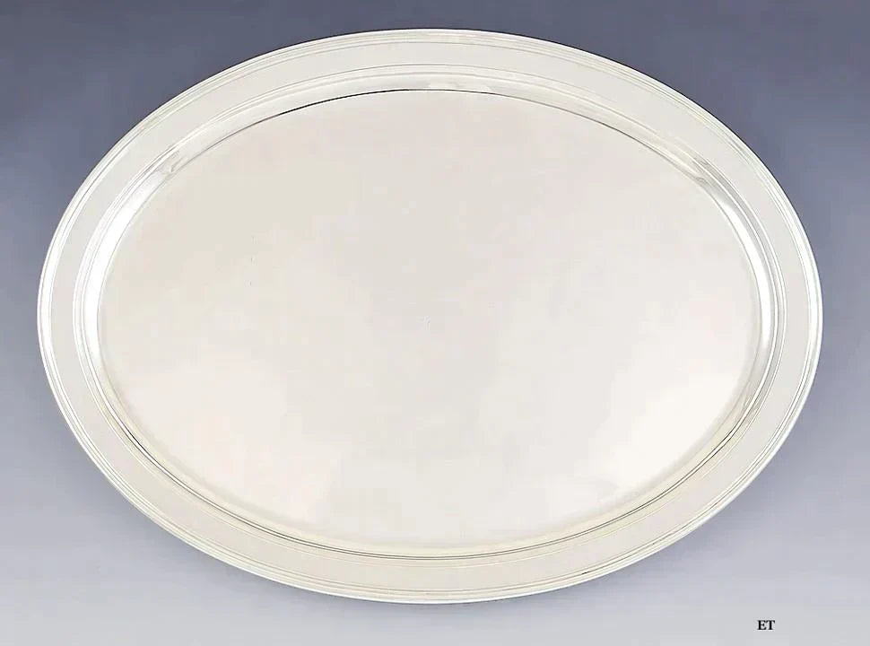 Antique c1920 Tiffany & Co Sterling Silver Oval Platter/Tray 12" X 16"