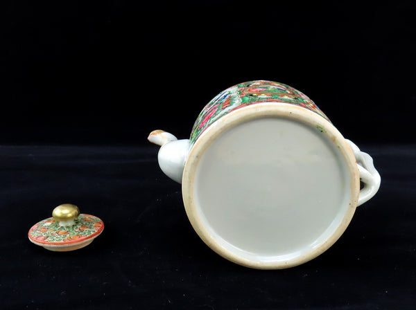 Late 1800s Chinese Export Porcelain Famille Rose Medallion Mandarin Teapot