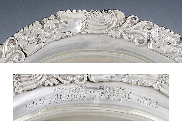 Antique 1819 Early Kirk Coin Silver Compote Raised Serving Dish 8"