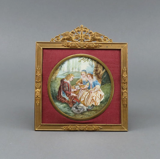 Exquisite Late 1800s French Brass Ormolu Miniature Portrait Griffon Frame