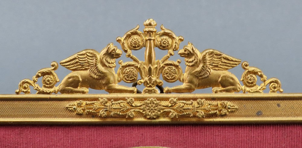 Exquisite Late 1800s French Brass Ormolu Miniature Portrait Griffon Frame