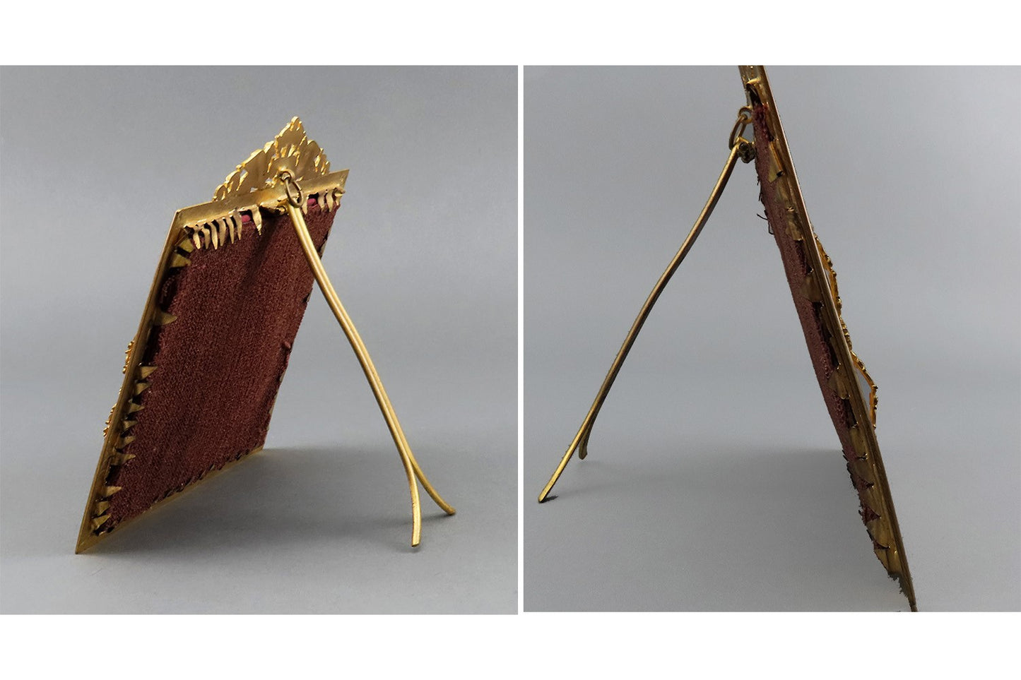 Exquisite Late 1800s French Brass Ormolu Miniature Portrait Griffon Frame